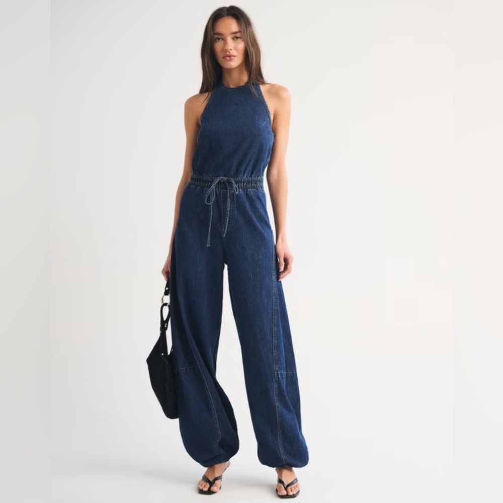 A&F Sleeveless Dark Denim Jumpsuit